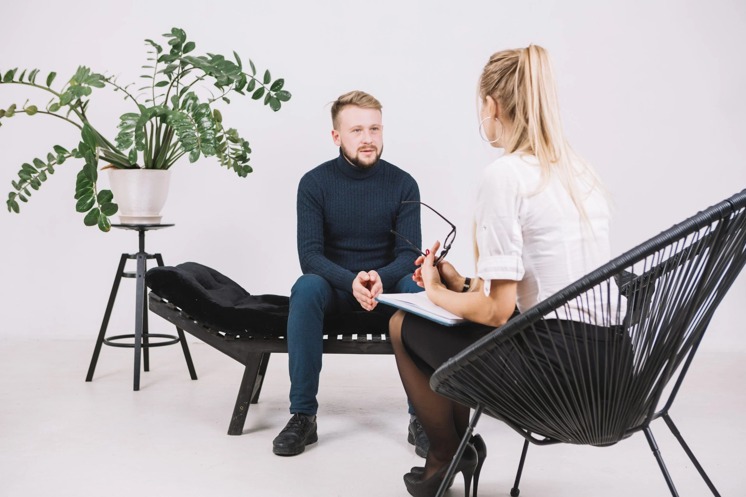 Female Psychologist Therapy Session With Her Client Office Scaled